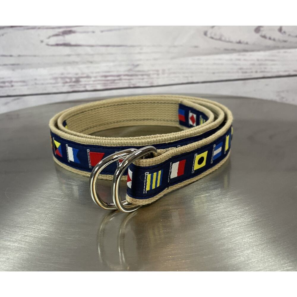 Leatherman Nautical Signal Flags Canvas Belt Large Navy Maritime D Ring Belt
